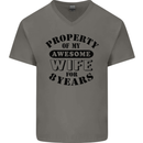 8th Wedding Anniversary 8 Year Funny Wife Mens V-Neck Cotton T-Shirt Charcoal