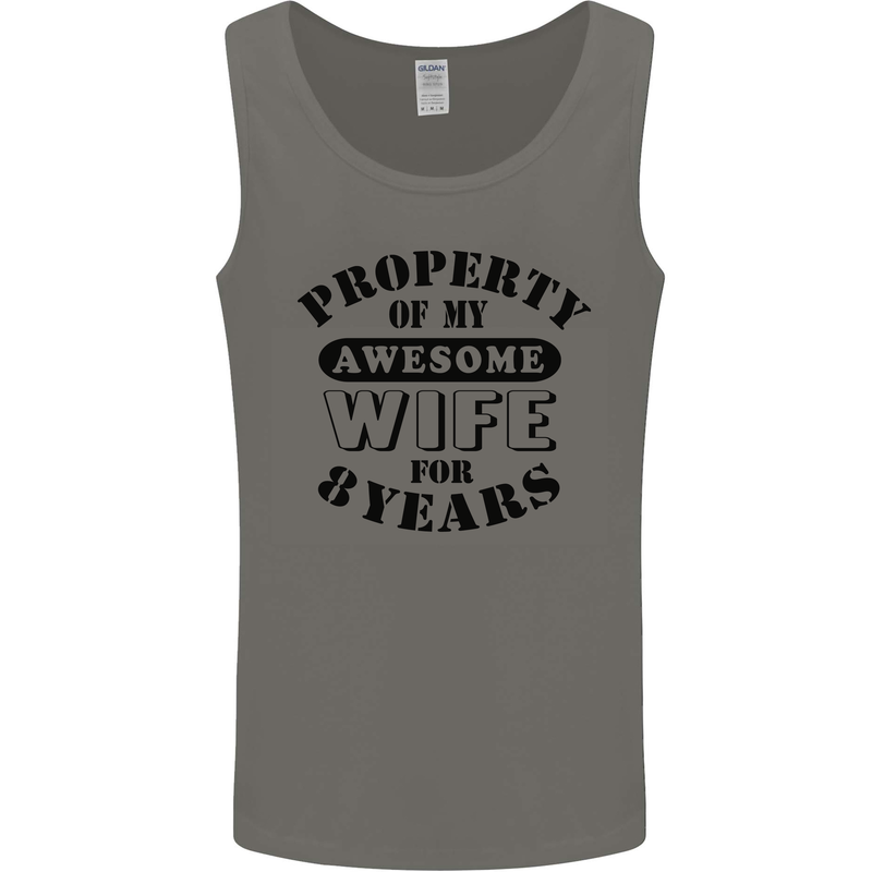 8th Wedding Anniversary 8 Year Funny Wife Mens Vest Tank Top Charcoal