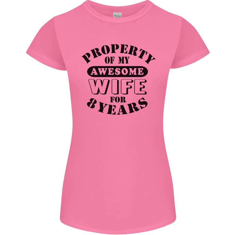 8th Wedding Anniversary 8 Year Funny Wife Womens Petite Cut T-Shirt Azalea