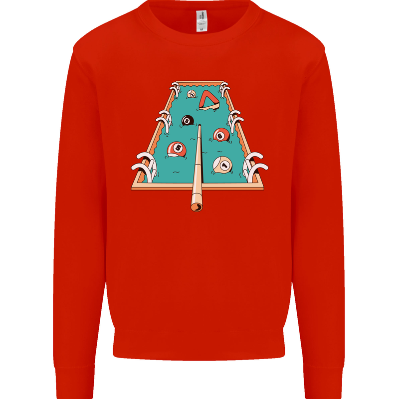 9-Ball Pool Funny Swimming Pool Mashup Kids Sweatshirt Jumper Bright Red