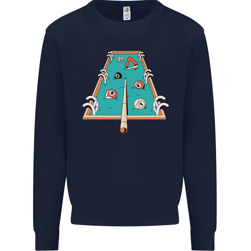 9-Ball Pool Funny Swimming Pool Mashup Kids Sweatshirt Jumper Navy Blue