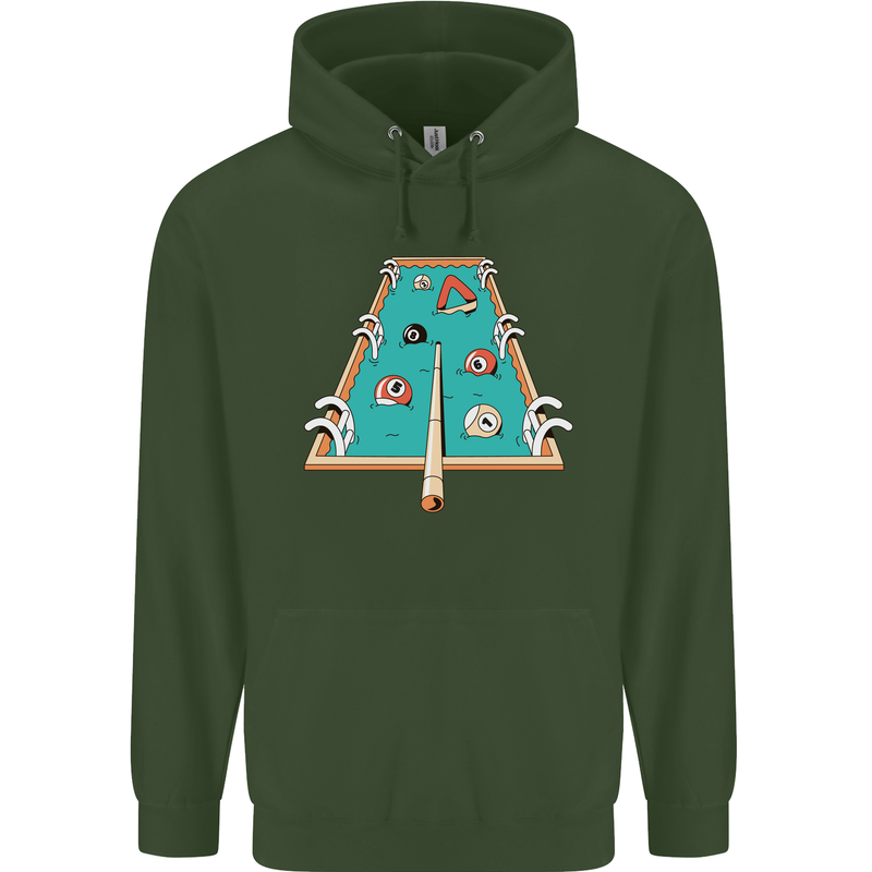 9-Ball Pool Funny Swimming Pool Mashup Mens 80% Cotton Hoodie Forest Green