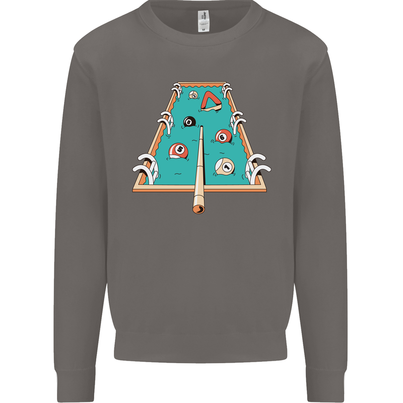 9-Ball Pool Funny Swimming Pool Mashup Mens Sweatshirt Jumper Charcoal