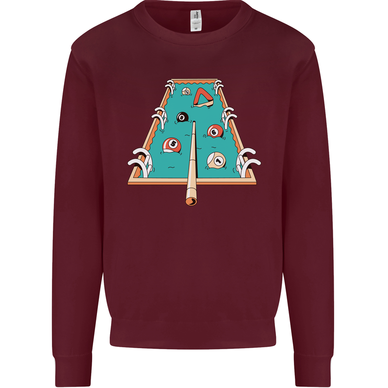 9-Ball Pool Funny Swimming Pool Mashup Mens Sweatshirt Jumper Maroon