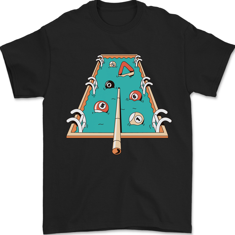 9-Ball Pool Funny Swimming Pool Mashup Mens T-Shirt 100% Cotton Black