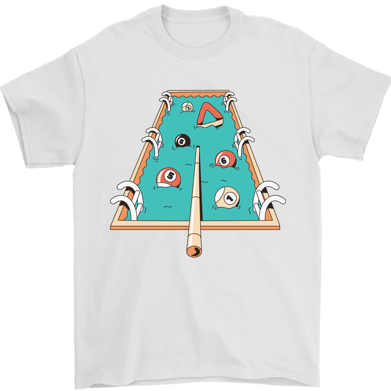 9-Ball Pool Funny Swimming Pool Mashup Mens T-Shirt 100% Cotton White