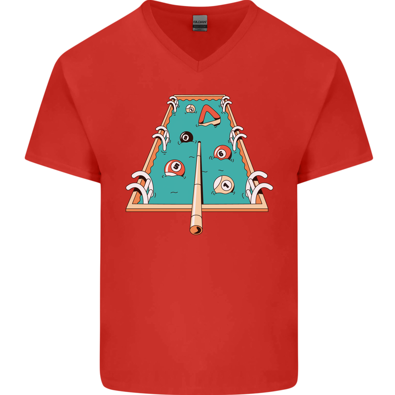 9-Ball Pool Funny Swimming Pool Mashup Mens V-Neck Cotton T-Shirt Red