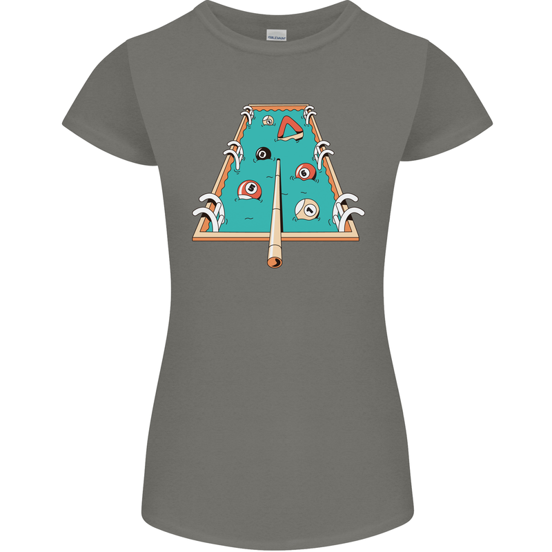 9-Ball Pool Funny Swimming Pool Mashup Womens Petite Cut T-Shirt Charcoal