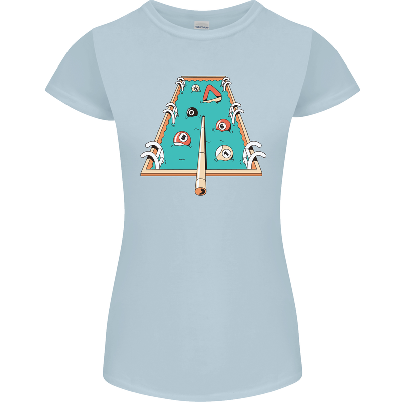 9-Ball Pool Funny Swimming Pool Mashup Womens Petite Cut T-Shirt Light Blue