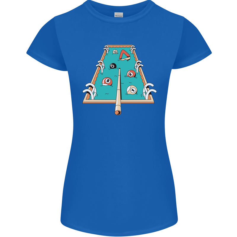 9-Ball Pool Funny Swimming Pool Mashup Womens Petite Cut T-Shirt Royal Blue