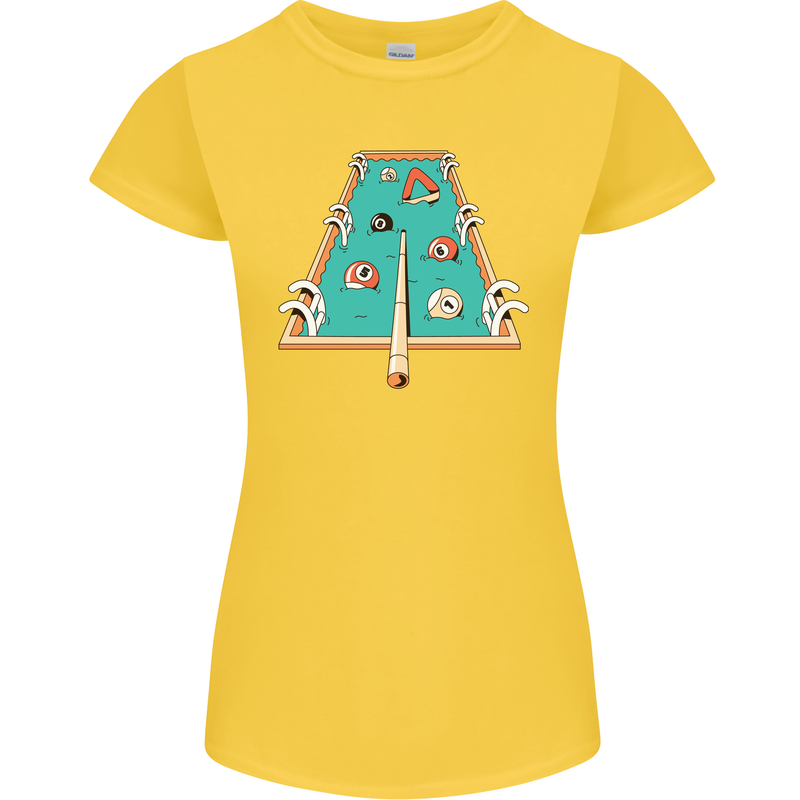 9-Ball Pool Funny Swimming Pool Mashup Womens Petite Cut T-Shirt Yellow