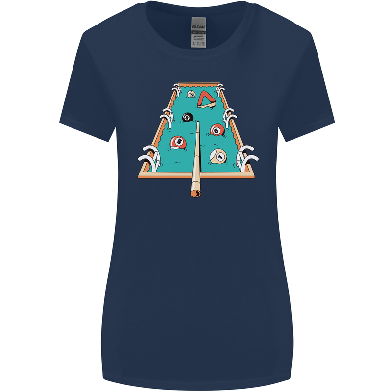 9-Ball Pool Funny Swimming Pool Mashup Womens Wider Cut T-Shirt Navy Blue