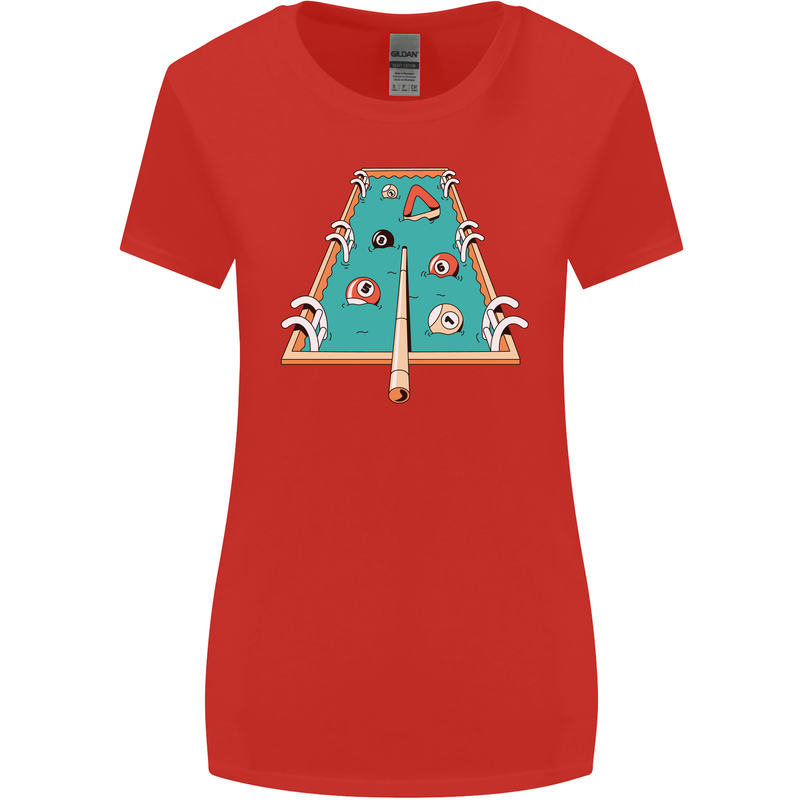 9-Ball Pool Funny Swimming Pool Mashup Womens Wider Cut T-Shirt Red