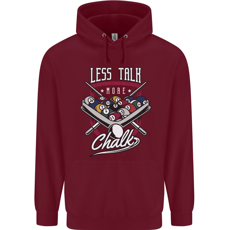 9-Ball Pool Less Talk More Chalk Funny Childrens Kids Hoodie Maroon