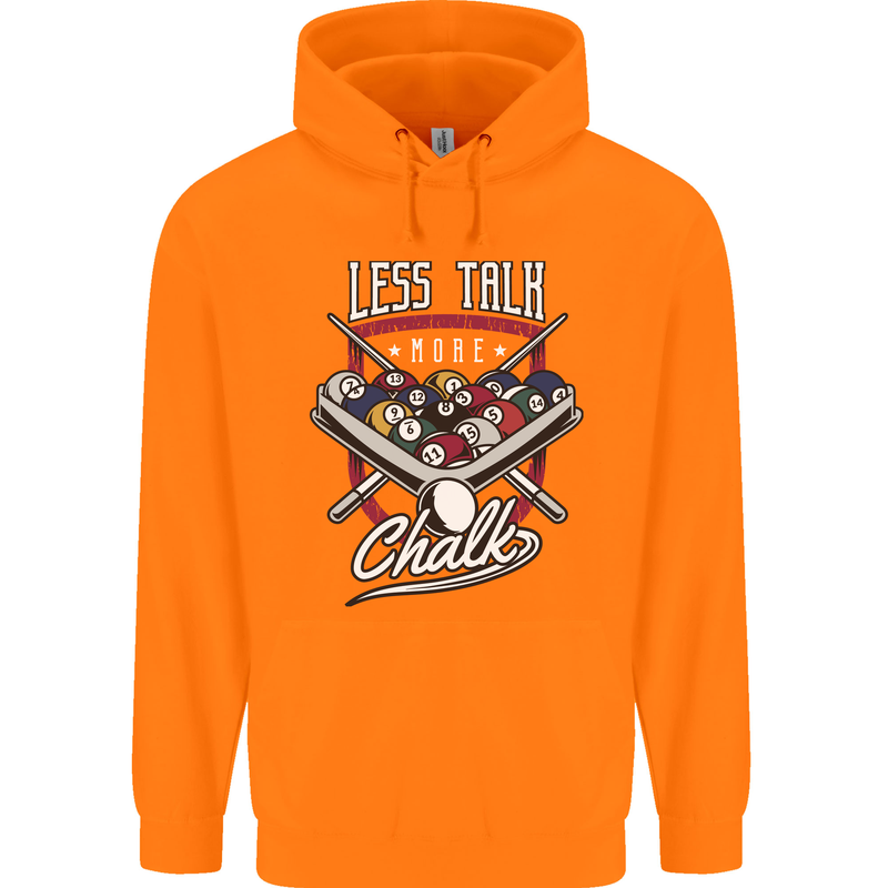 9-Ball Pool Less Talk More Chalk Funny Childrens Kids Hoodie Orange
