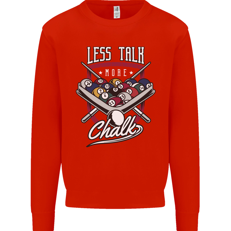 9-Ball Pool Less Talk More Chalk Funny Kids Sweatshirt Jumper Bright Red