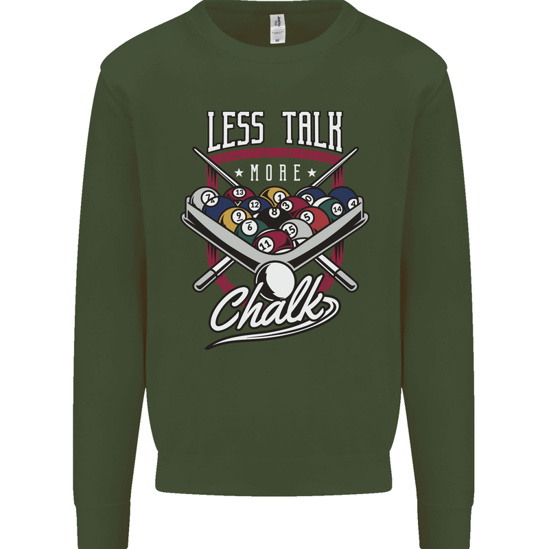 9-Ball Pool Less Talk More Chalk Funny Kids Sweatshirt Jumper Forest Green