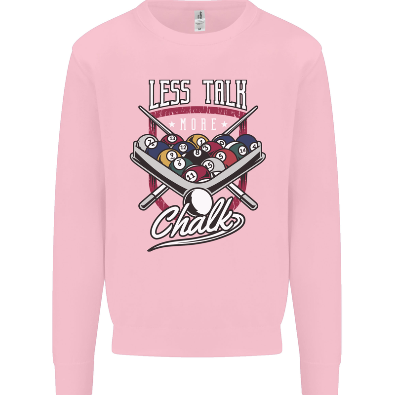 9-Ball Pool Less Talk More Chalk Funny Kids Sweatshirt Jumper Light Pink