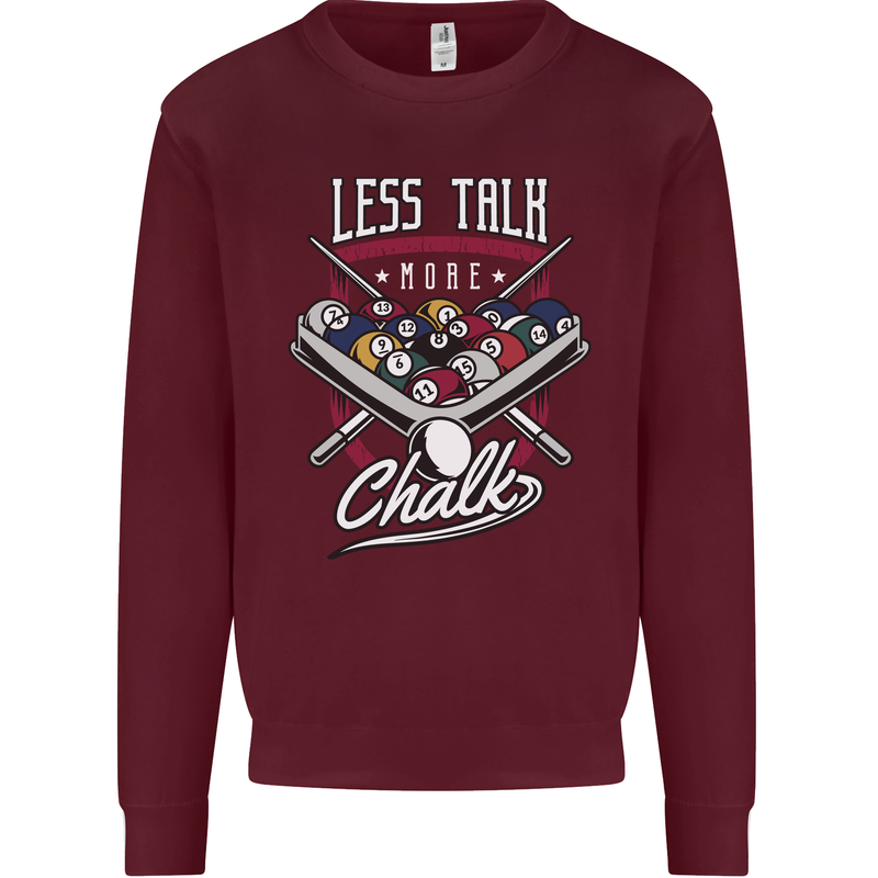 9-Ball Pool Less Talk More Chalk Funny Kids Sweatshirt Jumper Maroon