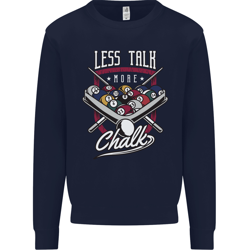 9-Ball Pool Less Talk More Chalk Funny Kids Sweatshirt Jumper Navy Blue