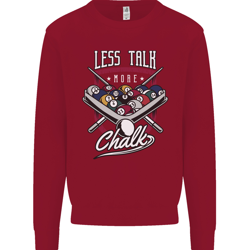 9-Ball Pool Less Talk More Chalk Funny Kids Sweatshirt Jumper Red