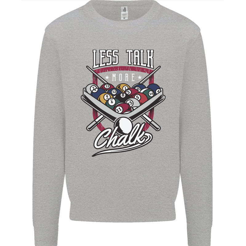9-Ball Pool Less Talk More Chalk Funny Kids Sweatshirt Jumper Sports Grey