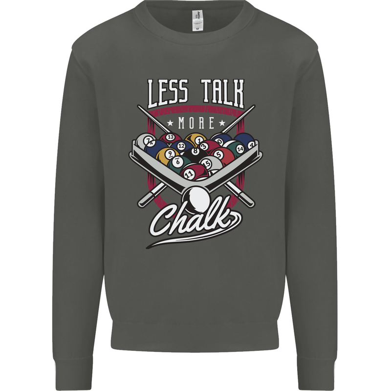9-Ball Pool Less Talk More Chalk Funny Kids Sweatshirt Jumper Storm Grey