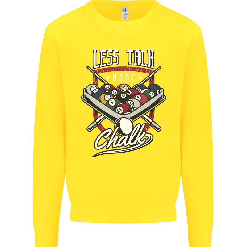 9-Ball Pool Less Talk More Chalk Funny Kids Sweatshirt Jumper Yellow
