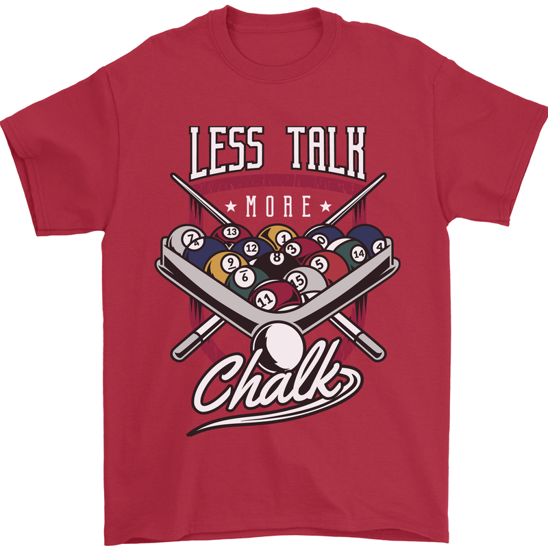 9-Ball Pool Less Talk More Chalk Funny Mens T-Shirt 100% Cotton Red