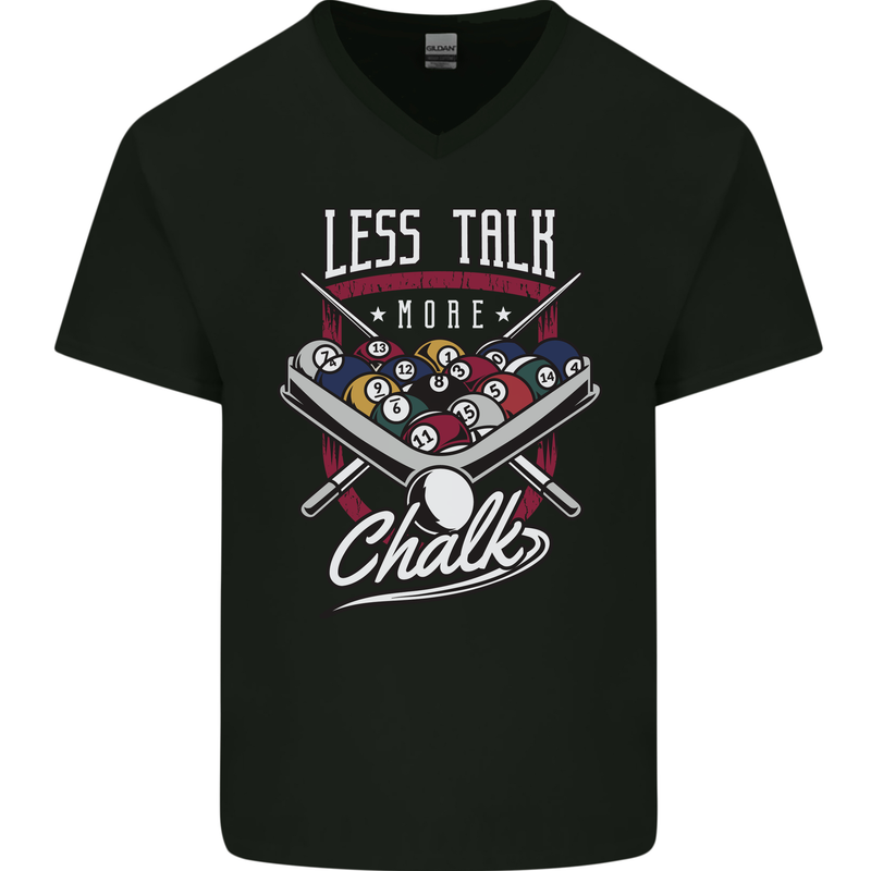 9-Ball Pool Less Talk More Chalk Funny Mens V-Neck Cotton T-Shirt Black