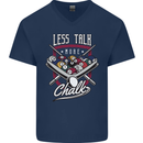9-Ball Pool Less Talk More Chalk Funny Mens V-Neck Cotton T-Shirt Navy Blue