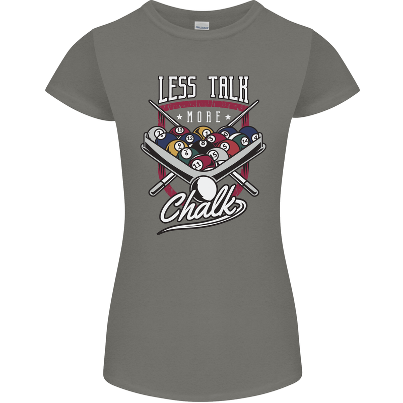 9-Ball Pool Less Talk More Chalk Funny Womens Petite Cut T-Shirt Charcoal