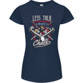 9-Ball Pool Less Talk More Chalk Funny Womens Petite Cut T-Shirt Navy Blue