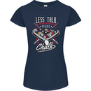 9-Ball Pool Less Talk More Chalk Funny Womens Petite Cut T-Shirt Navy Blue