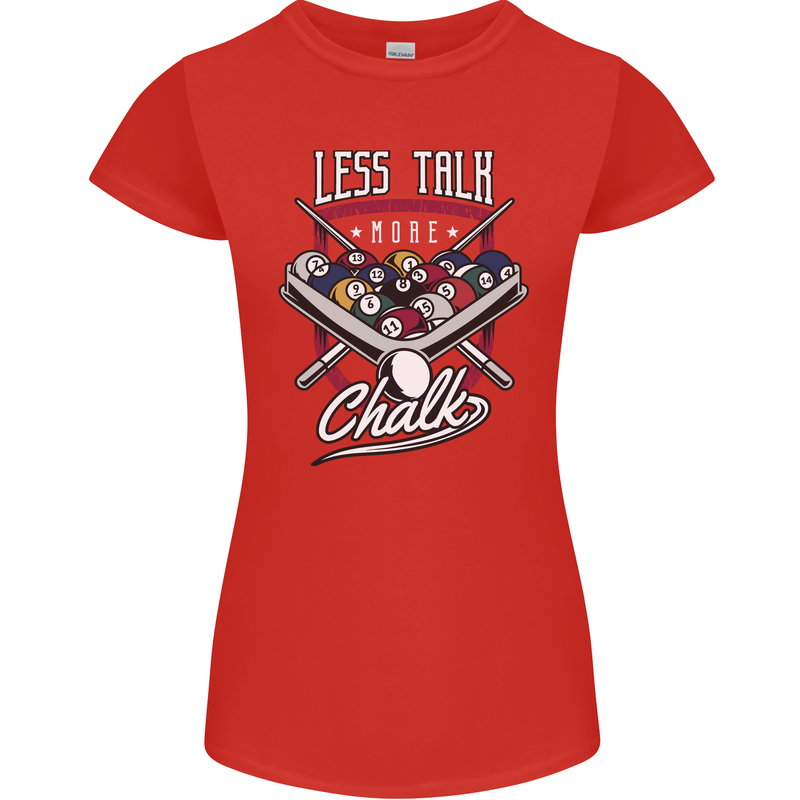 9-Ball Pool Less Talk More Chalk Funny Womens Petite Cut T-Shirt Red