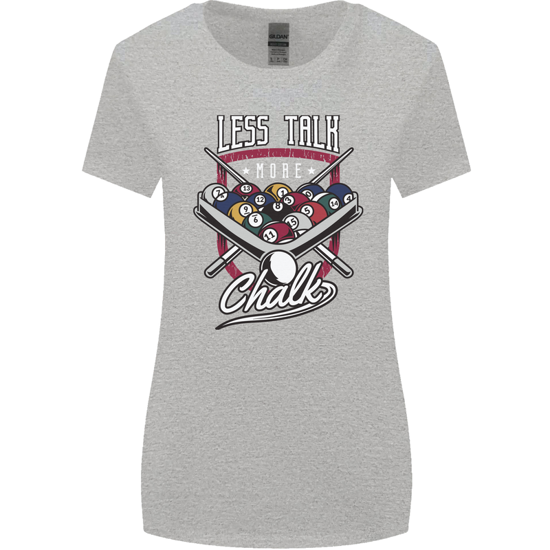 9-Ball Pool Less Talk More Chalk Funny Womens Wider Cut T-Shirt Sports Grey