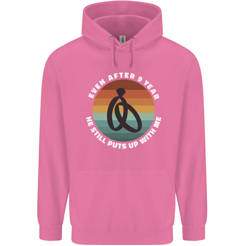 9 Year Wedding Anniversary 9th Marriage Mens 80% Cotton Hoodie Azelea