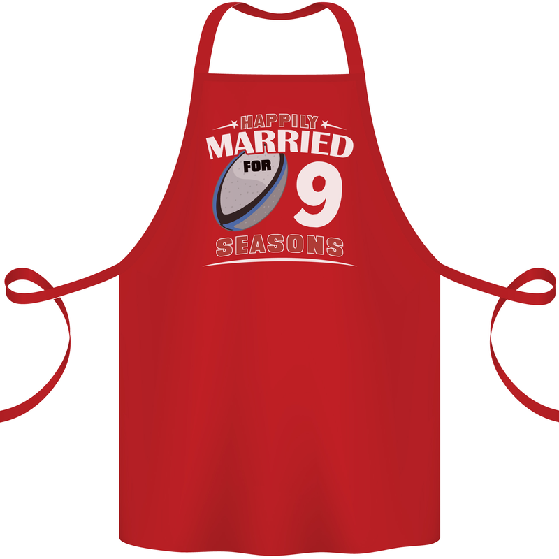 9 Year Wedding Anniversary 9th Rugby Cotton Apron 100% Organic Red