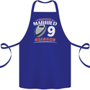 9 Year Wedding Anniversary 9th Rugby Cotton Apron 100% Organic Royal Blue