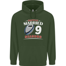 9 Year Wedding Anniversary 9th Rugby Mens 80% Cotton Hoodie Forest Green