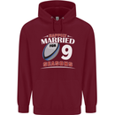9 Year Wedding Anniversary 9th Rugby Mens 80% Cotton Hoodie Maroon