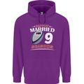 9 Year Wedding Anniversary 9th Rugby Mens 80% Cotton Hoodie Purple
