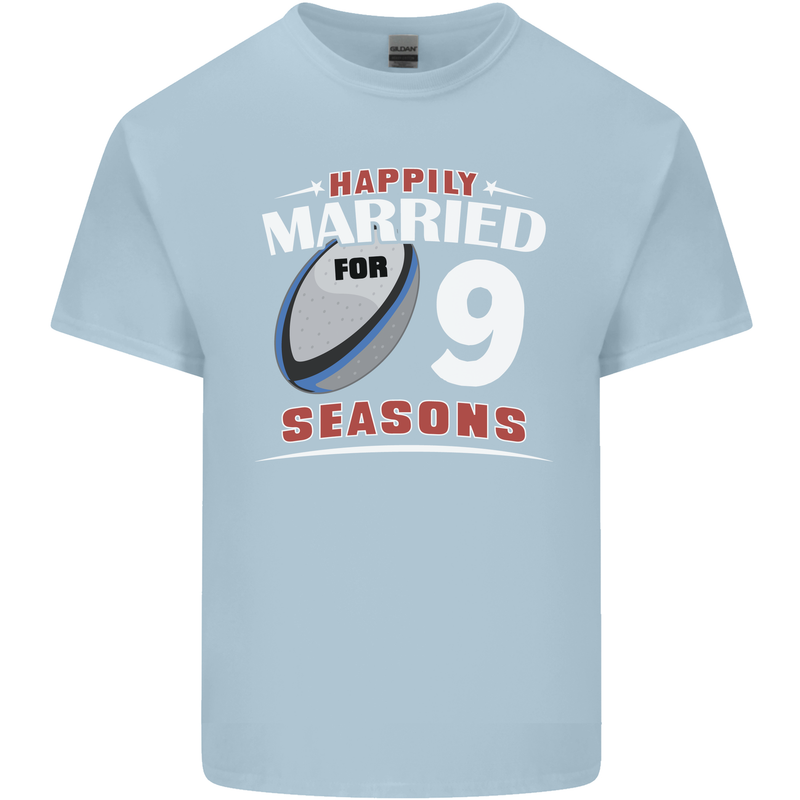 9 Year Wedding Anniversary 9th Rugby Mens Cotton T-Shirt Tee Top Light Blue