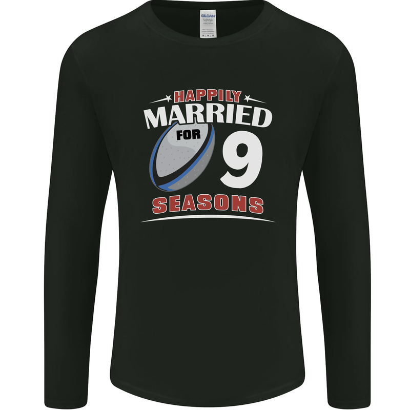 9 Year Wedding Anniversary 9th Rugby Mens Long Sleeve T-Shirt Black