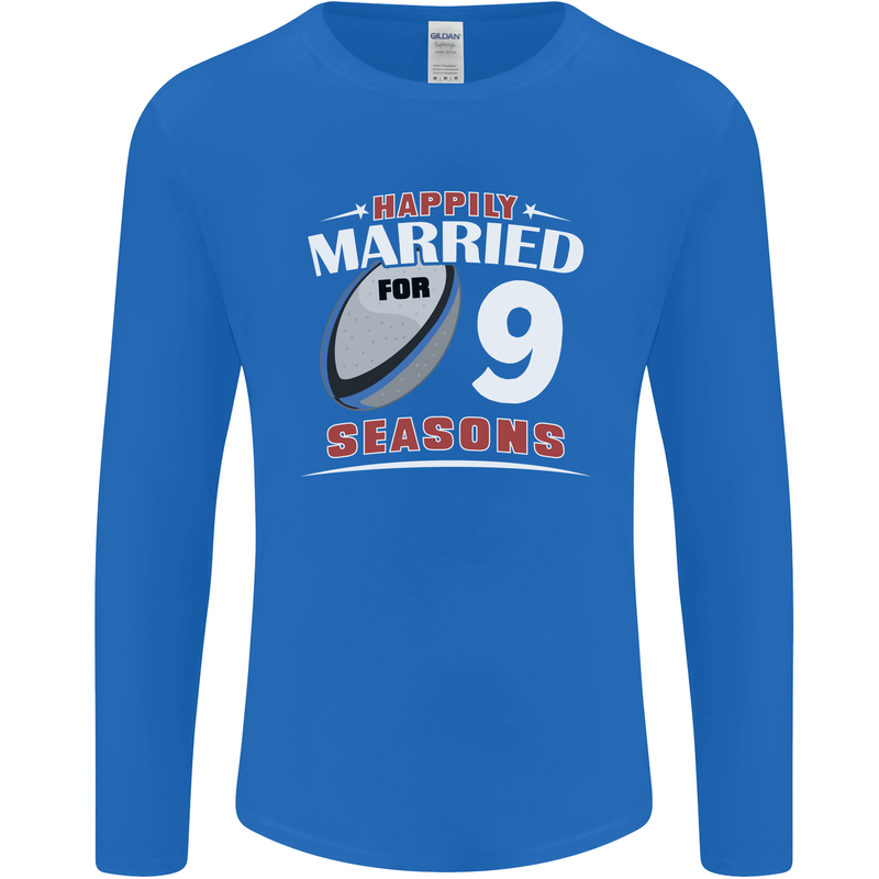 9 Year Wedding Anniversary 9th Rugby Mens Long Sleeve T-Shirt Royal Blue