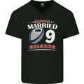 9 Year Wedding Anniversary 9th Rugby Mens V-Neck Cotton T-Shirt Black