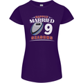 9 Year Wedding Anniversary 9th Rugby Womens Petite Cut T-Shirt Purple