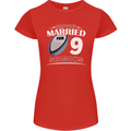 9 Year Wedding Anniversary 9th Rugby Womens Petite Cut T-Shirt Red