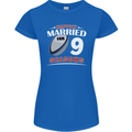 9 Year Wedding Anniversary 9th Rugby Womens Petite Cut T-Shirt Royal Blue