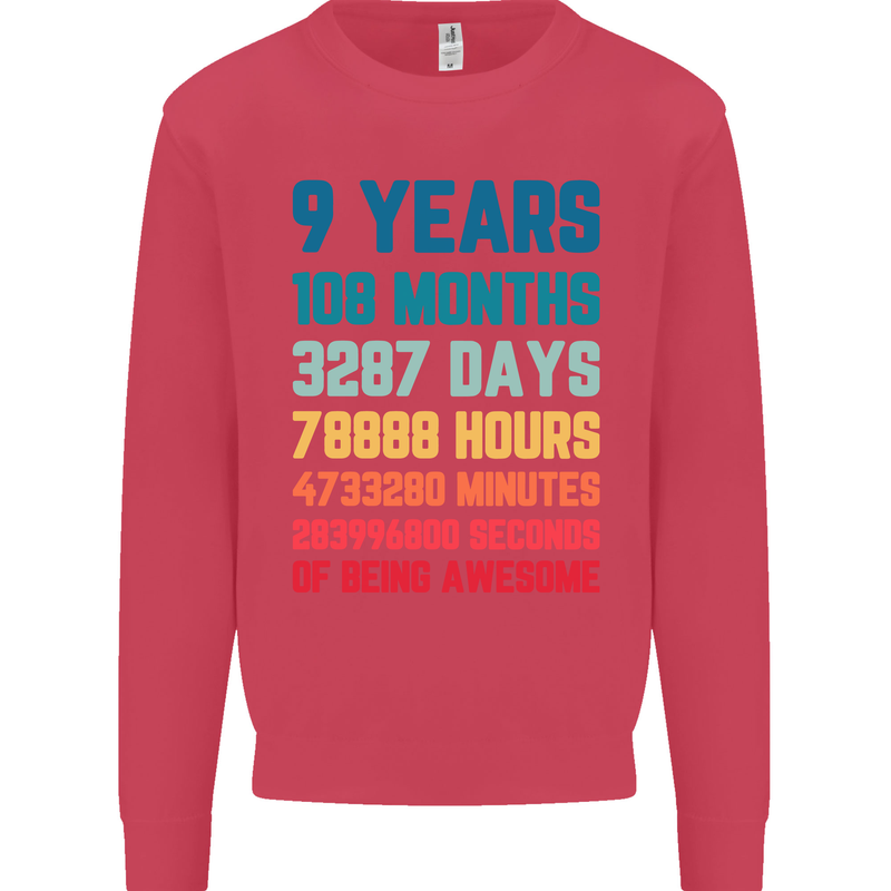 9th Birthday 9 Year Old Kids Sweatshirt Jumper Heliconia